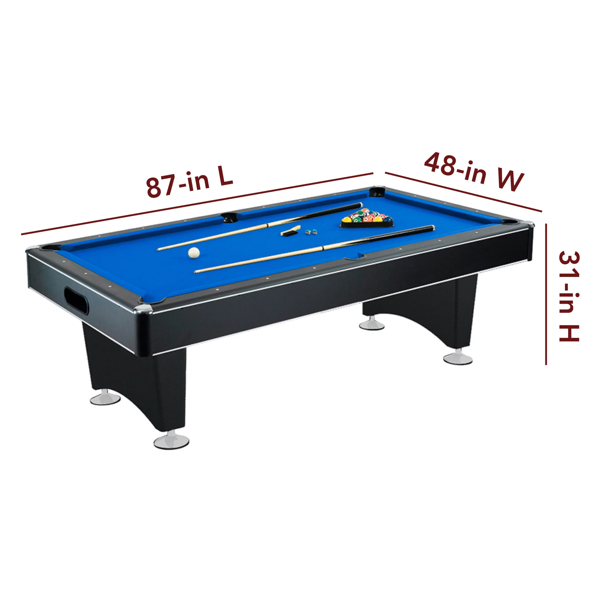 Hathaway Hustler 7-Foot Pool Table with Blue Felt, Internal Ball Return System, Easy Assembly, Pool Cues and Chalk - Curated Treasures Market