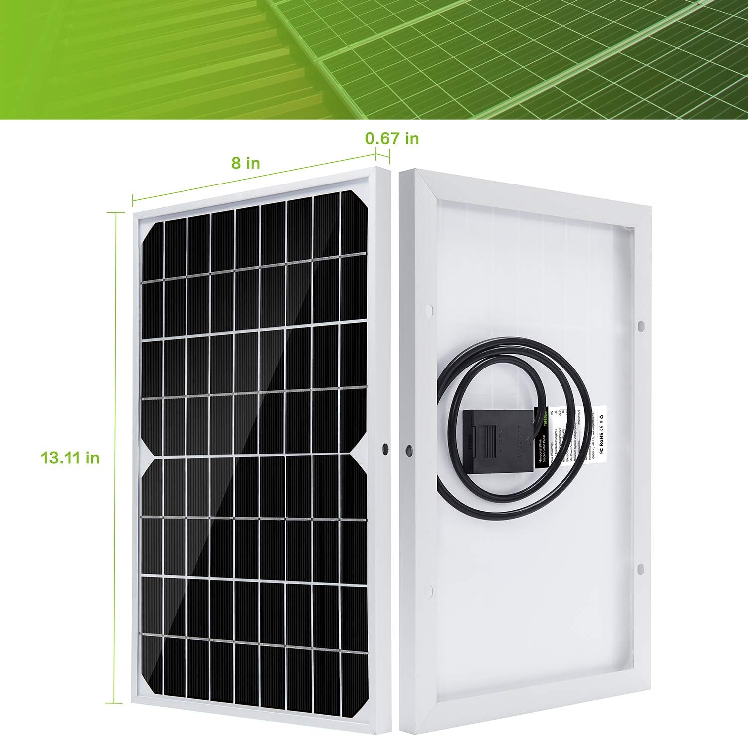 Topsolar 20W 12V Solar Panel kit Battery Charger Maintainer + 10A PWM Solar Charge Controller + Adjustable Mount Tilt Rack Bracket + Solar Cable for