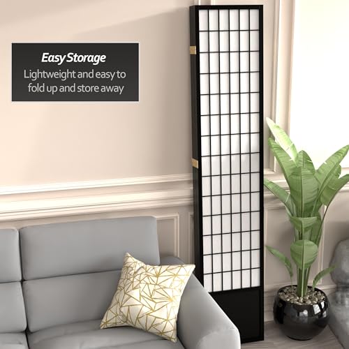 Red Lantern 7 ft. Tall Window Pane Shoji Screen-White-3 Panels Room Divider