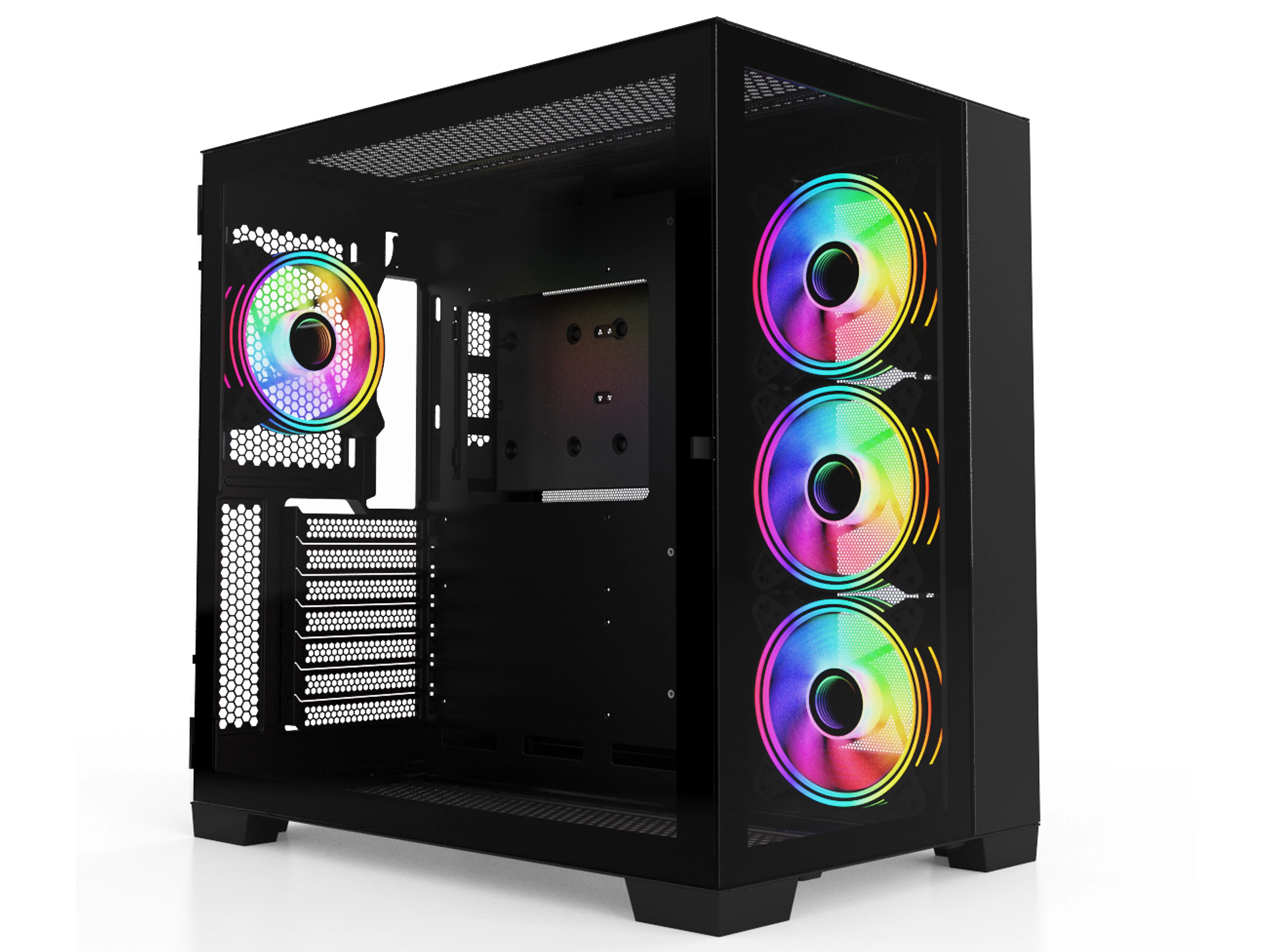 SAMA A711 USB3.0 Dual Tempered Glass Panel ATX/MATX/ITX Gaming Computer Case, Support 360 Water Cooling Upgraded version PC Case