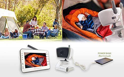 Moonybaby Video Baby Monitor for Camping or Vacation with 2 Portable Cameras for 2 Rooms, 4.3 Inches LCD, No Wifi, Long Battery