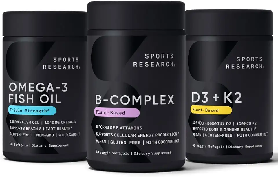 Sports Research Vitamin B-Complex - Full Spectrum of B Vitamins (Plant-Based Vegan-Friendly)