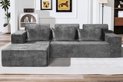 HABUTWAY 105" L-Shape Modular Sectional Sofa Couch for Living Room,No Assembly Required,Modular Comfy Sofa with Deep Seat for Living Room Bedroom