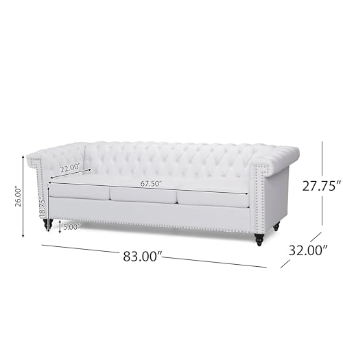 Chesterfield Sofa White PU Leather