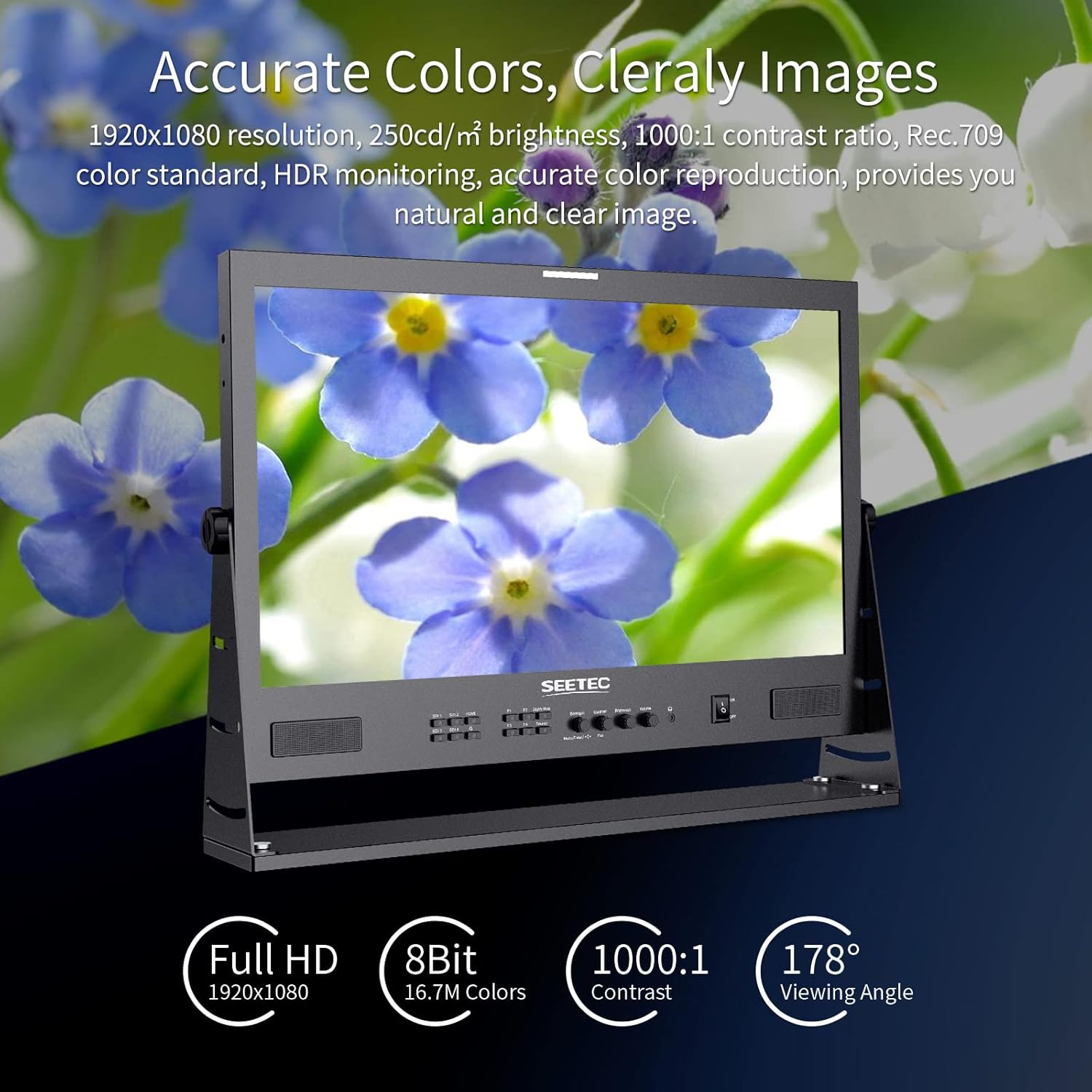 SEETEC ATEM215S 21.5 inch Multi Camera Broadcast Production Monitor with LUT Waveform HDR 3G SDI Input and Output HDMI Full HD 1920x1080
