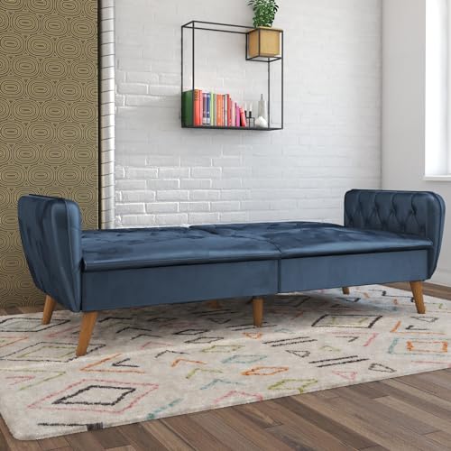 Novogratz Tallulah Memory Foam Futon, Convertible Couch, Camel Faux Leather