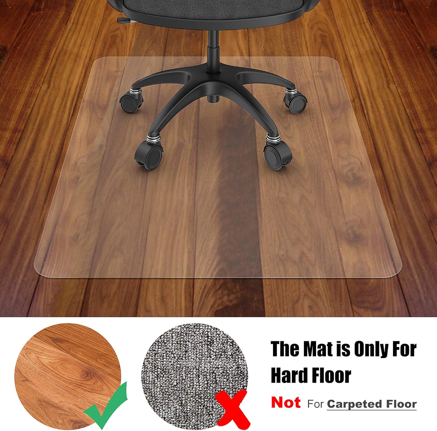 Azadx Office Chair Mat for Hardwood Floor, 8'×10' Clear Desk Chair Mat for Hardwood Floor Large Protector Floor Mat for Dining Room