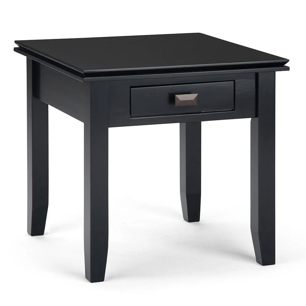 Simpli Home Artisan Solid Wood 21 in. Wide Square Transitional End Side Table in Russet Brown