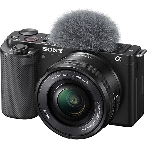 Sony ZV-E10 Mirrorless Camera with 16-50mm Lens (Black) (ILCZV-E10L/B) + 64GB Memory Card + Bag + Card Reader + HDMI Cable + Flex Tripod + Hand Strap