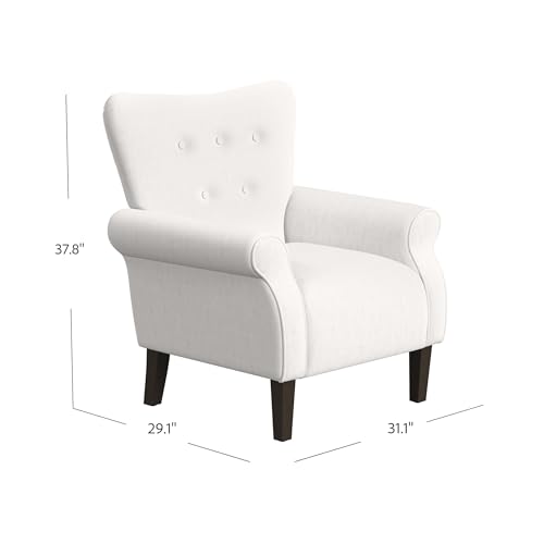 Home Decor | Upholstered Rolled Arm Wingback Accent Chair | Accent Chairs for Living Room & Bedroom | Decorative Home Furniture - Cream