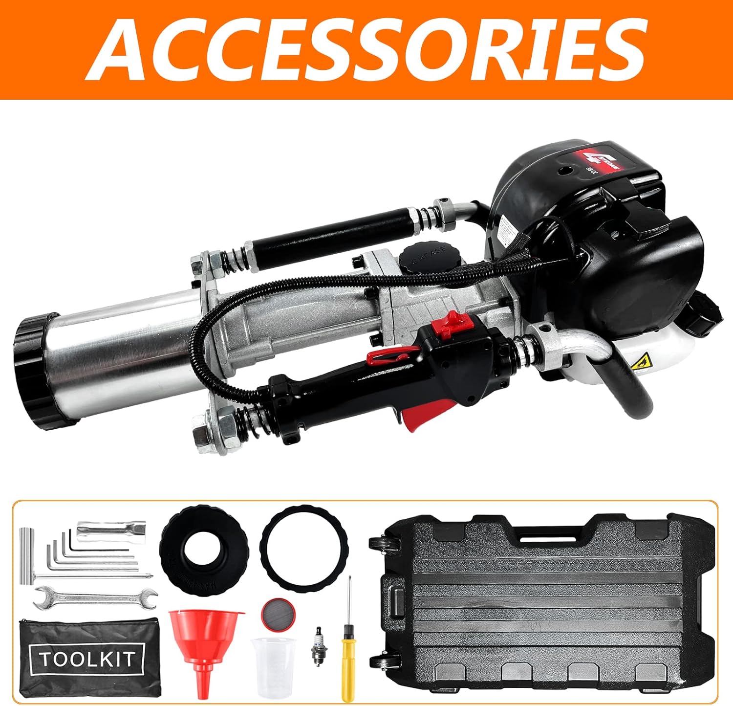 Gas Powered 4-Stroke T Post Driver Hammer Drills, 37.7CC Gasoline Engine Pile Driver