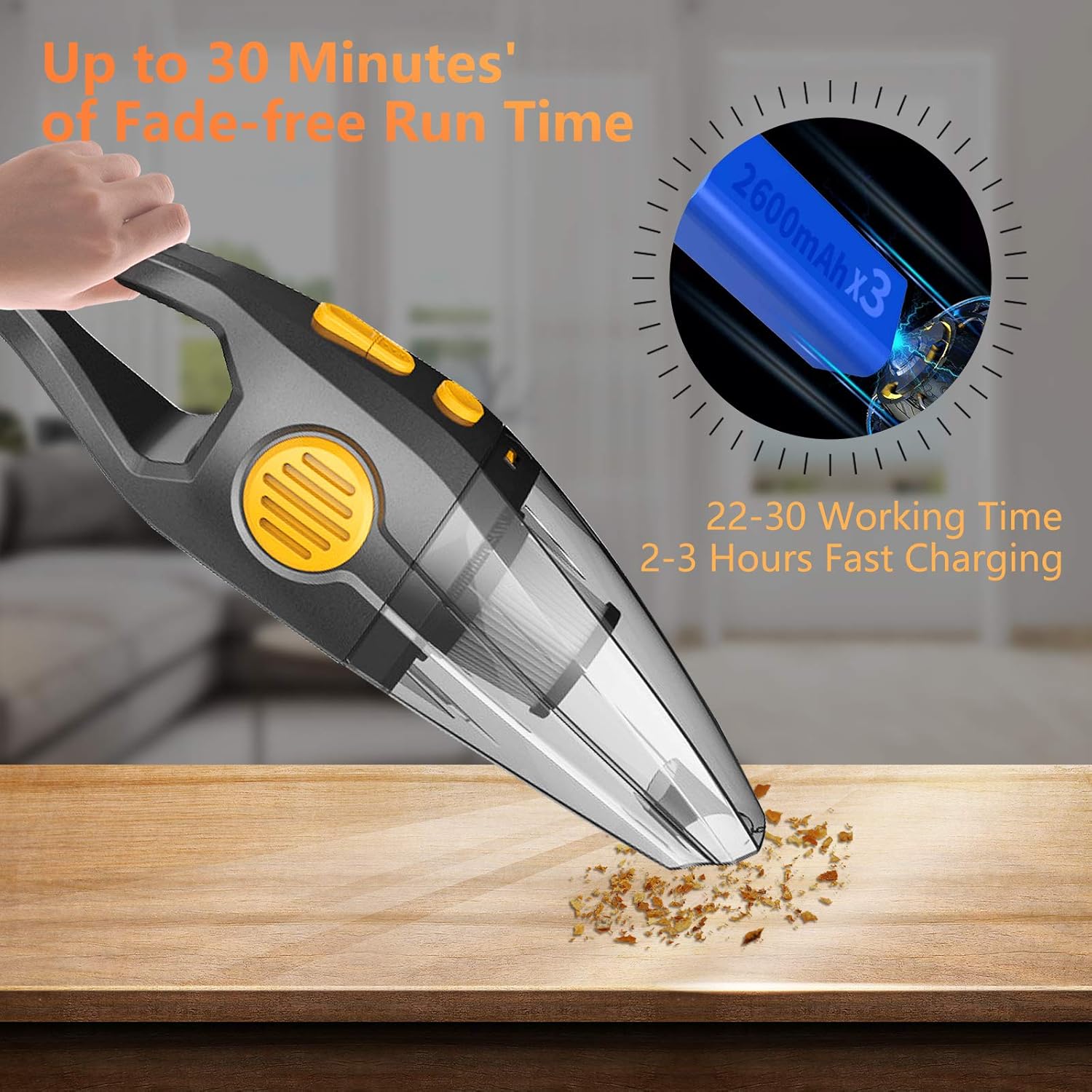 Portable Cordless Handheld Vacuum Cleaner, Benefast 150W High Power, 8000PA Strong Suction, Wet & Dry Use, 2 Modes for House, Car