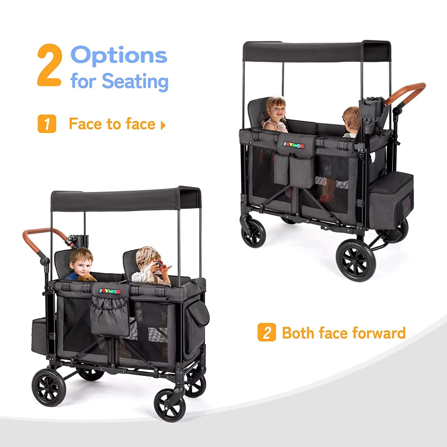 JOYMOR Double Pro Stroller Wagon for 2 Kids, Bus Seating,5 Point Harness for Unisex Infant Toddler
