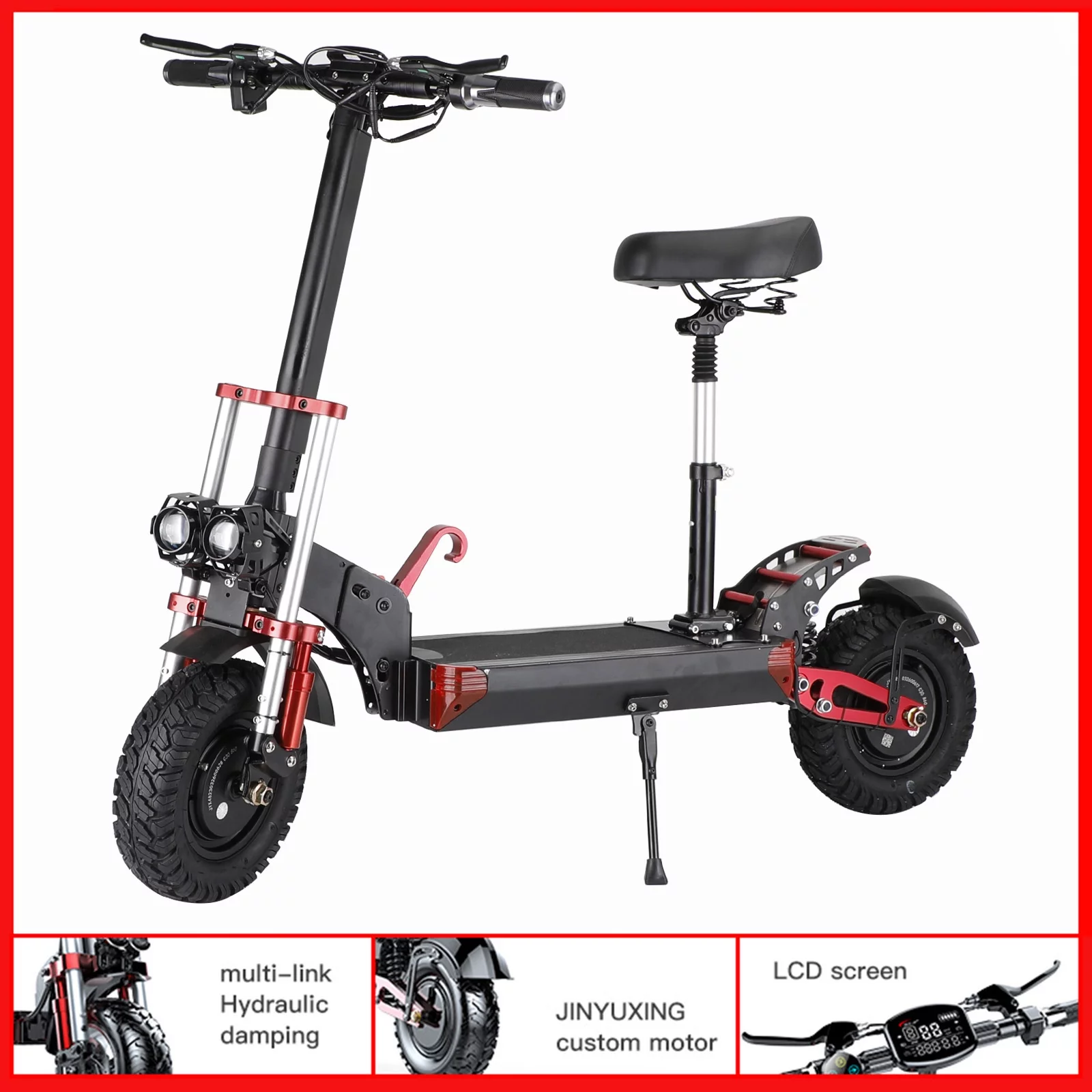 2000W 21ah off-road alloy electric scooter for adult，With large display screen, constant speed cruise Dual drive 12" tires