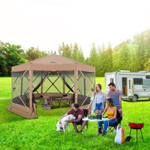 COBIZI 12x12ft Pop up Gazebo Screen Tent Screen House for Camping, Camping Outdoor Screened Gazebo, Canopy Tent