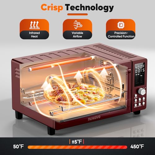 Nuwave Bravo Pro Smart 21QT Toaster Oven Air Fryer Combo, Convection Oven Countertop, 10 functions all in 1, with even & quick crisp technology