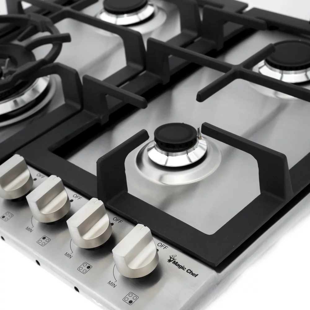 Magic Chef 24 Inch Gas Cooktop with 4 Burners, Stainless Steel