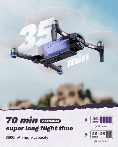 V11Air Drone with 6K Camera for Adults, 3-Axis Gimbal Drones with 4K/30fps Video, 10000ft FPV Transmission Professional Drone