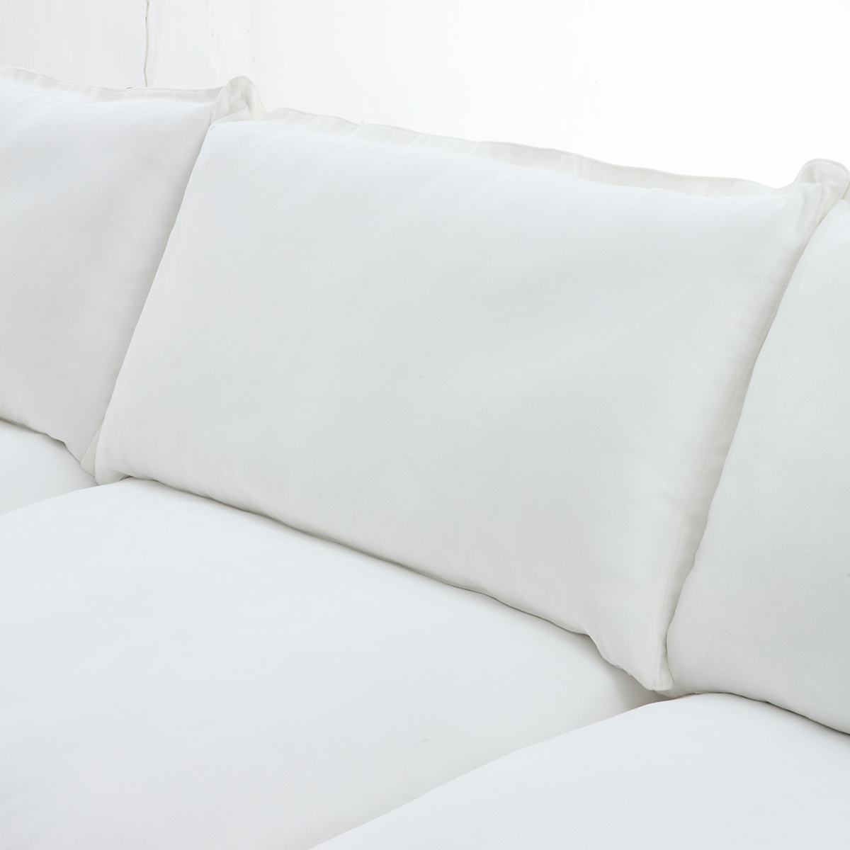 Indecor Home Sectional Sofa U Shape 4 Seater with 2 Ottomans Convertible Couch Linen Blend Sofa Set for Living Room Furniture White