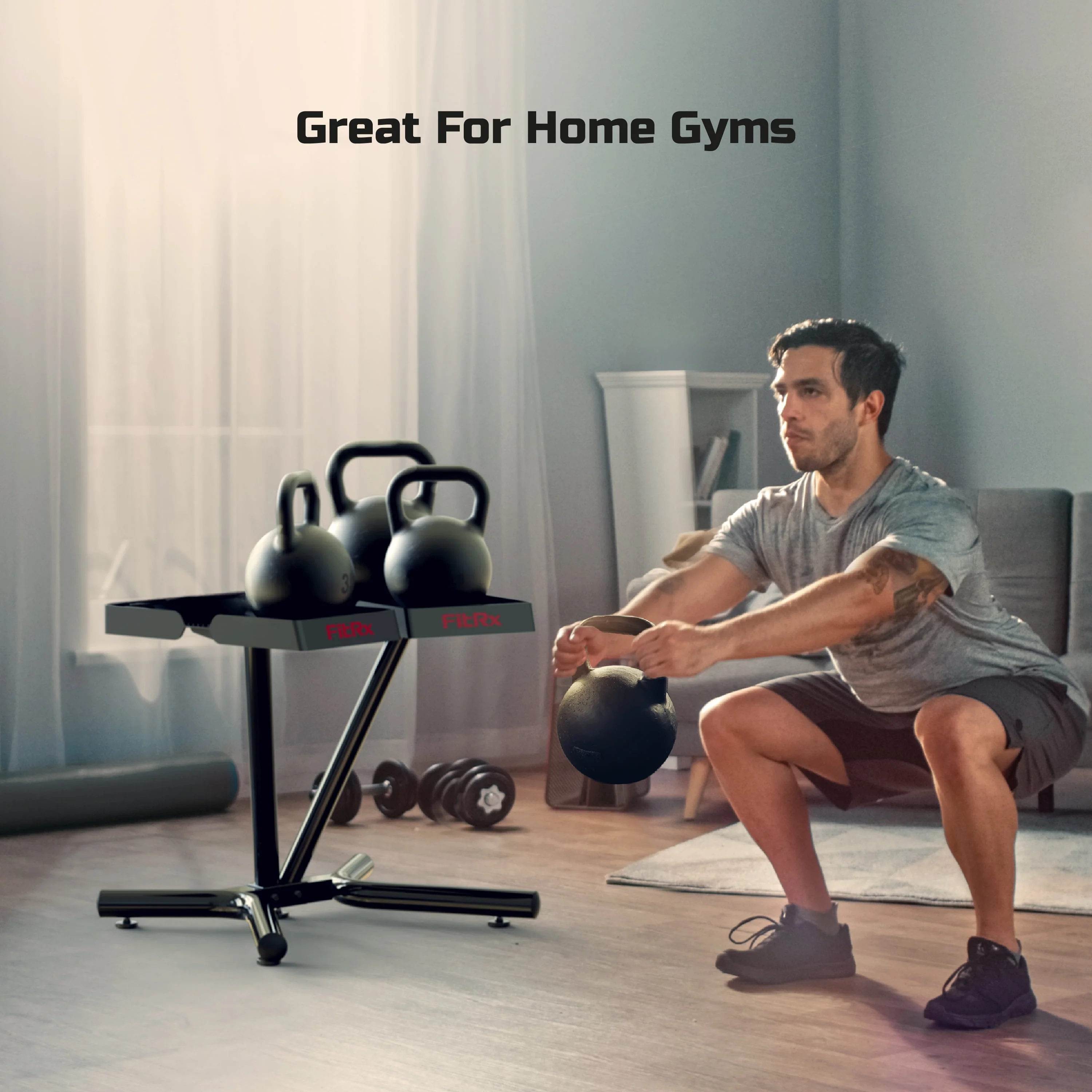FitRx SmartRack Dumbbell Stand, Dumbbell and Kettlebell Weight Rack Stand for Home Gym