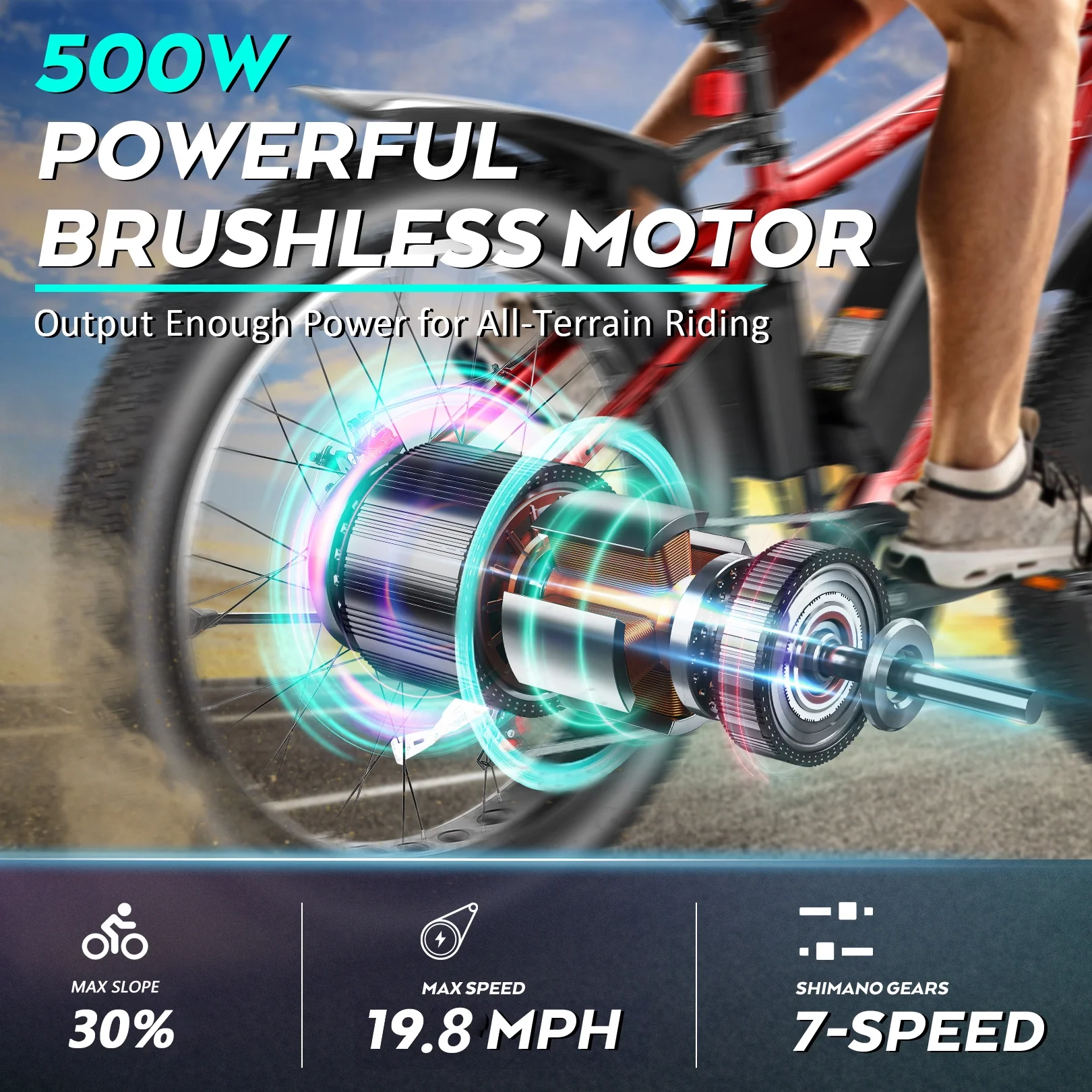 Electric Mountain Bicycle with 500W Motor and 48V Battery