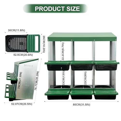 Chicken Nesting Box, 6 Compartments Chickens Egg Laying Nest Boxes for Hens