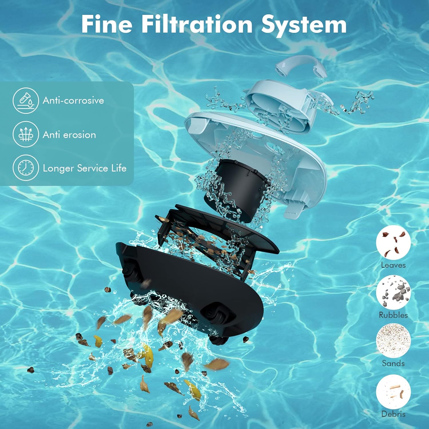 HYDRUS Robotic Cordless Pool Vacuum Cleaner with Brushless Motor,Powerful Pool Robot for Above Ground Pools, Up to 90 Mins Runtime, Self-Parking