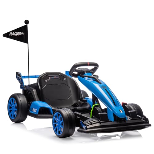 24V Electric Drift Kart for Kids, Ride Car with Adjustable Seat & 8.5MPH Speed, EVA Silent Wheels, Parent-Safety Certified Ride-On Toy