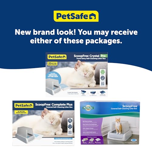 PetSafe ScoopFree Crystal Pro Self Cleaning Cat Litter Box, Front-Entry, Includes 1 Disposable Crystal Litter Tray