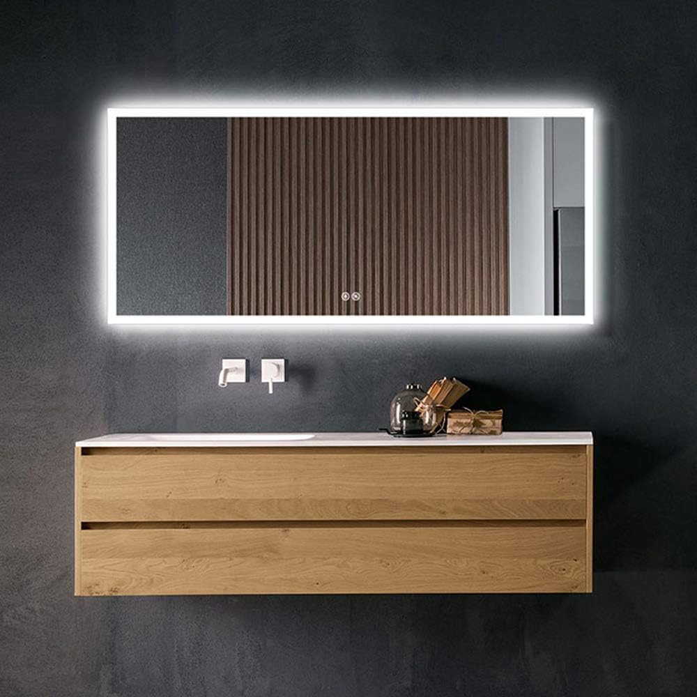 Dimmable LED Bathroom Mirror with Anti-Fog Function, 36x28 in Vertical & Horizontal Mount Illuminated Mirror with Touch Button, CRI>90