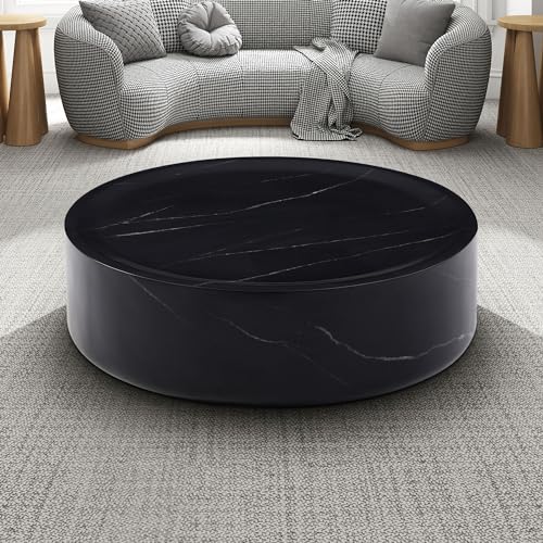 JUSTONE 15.75 ''Round Coffee Table, Accent End Table for Living Room Office Apartment, Modern Minimalist Side Table with Faux Marble Pattern
