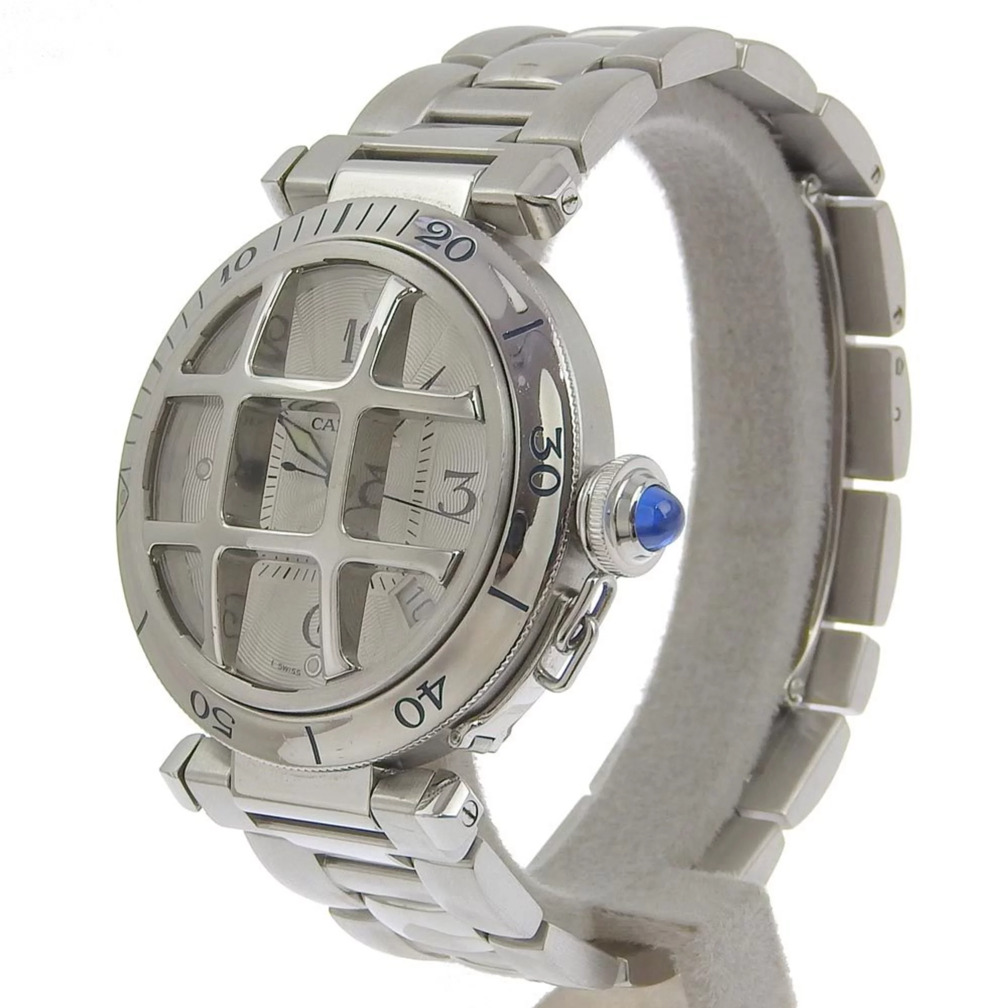 Pre-Owned Cartier CARTIER Pasha grid watch W31040H3 stainless steel silver automatic winding white dial men's (Fair)