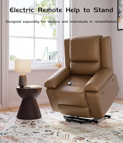 GarveeHome Power Lift Recliner Chair - Heat and Massage, Faux PU Electric Lift Recliner for Elderly & Mobility Impaired, Adjustable Back and Legs