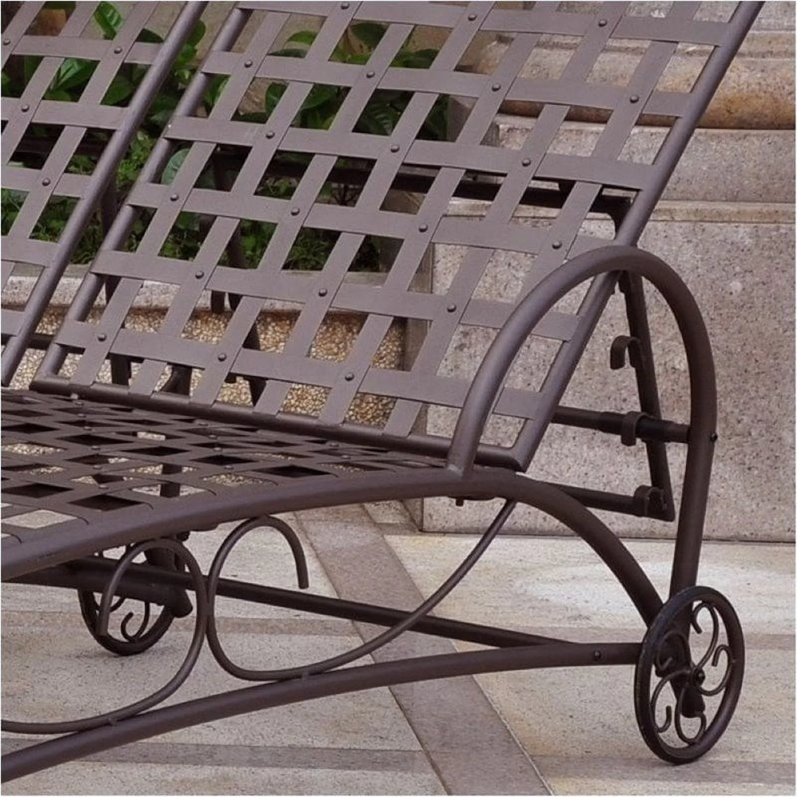 Bowery Hill Double Patio Chaise Lounge in Wrought Iron