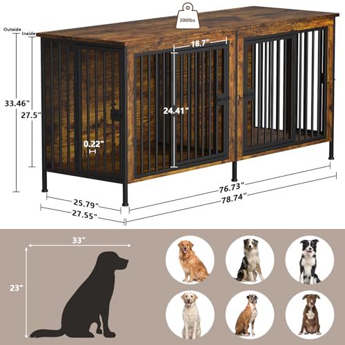 EasyCom 39.96" XL Wooden Large Dog Crate Furniture for Medium and Large Breed