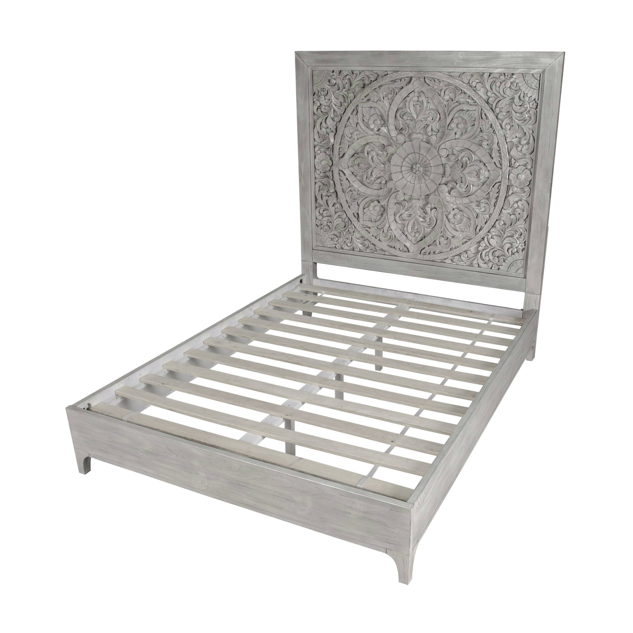 Modus Boho Chic 5 PC Queen Bedroom Set w 2 Nightstand in Washed White