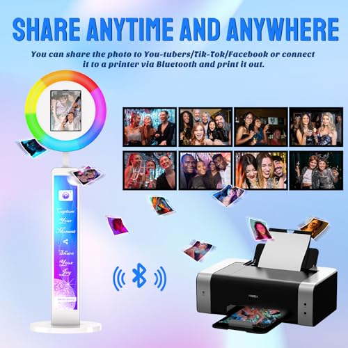 iPad Photo Booth for 10.2in 10.9in 11in 12.9in Ipad, Portable Photo Booth with RGB Music Sync, Software APP, Remote Control, Ring Light