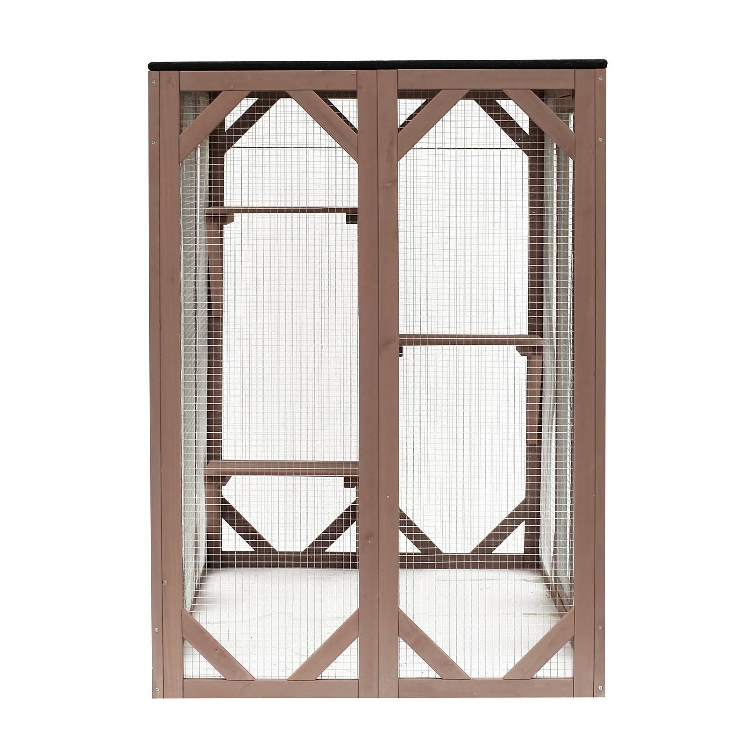 PawHut 71x22 x 32x22 x 44x22 Large Wooden Outdoor Cat Enclosure Catio Cage with 3 Platforms