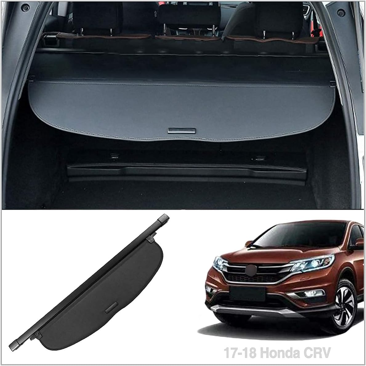 Autoxrun Cargo Cover Replacement for 2012-2016 Honda CRV Retractable Rear Trunk Security Cover Shielding Shade Black