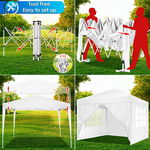 COBIZI Canopy 10x20 Pop Up Canopy Tent with 6 Sidewalls Party Tents for Parties Weddings Backyard Waterproof Canopy Outdoor Commercial Canopy Event
