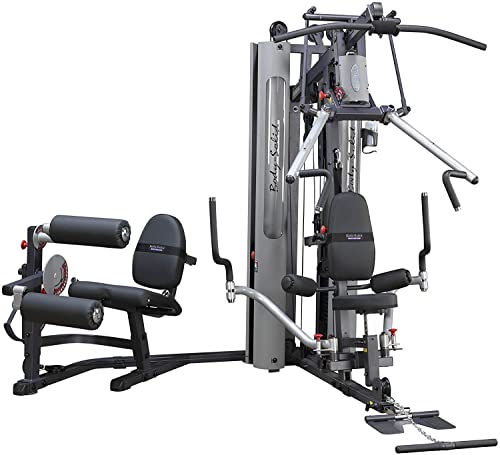 Body-Solid Multi-Station 210lbs Weights Stack Bi-Angular Gym Machine with Leg and Calf Press Attachment, Leg Strength Training Equipment