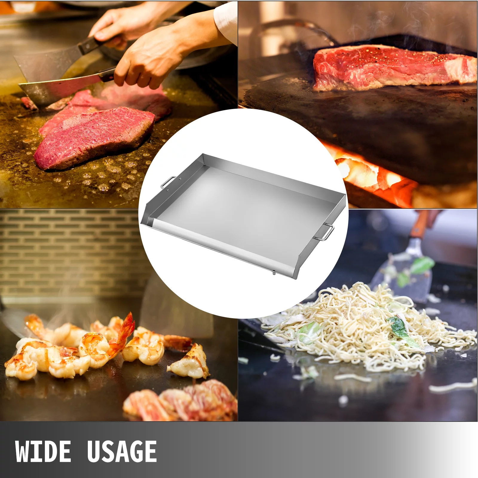 VEVOR Stainless Steel Griddle,36" x 22" Universal Flat Top Rectangular Plate