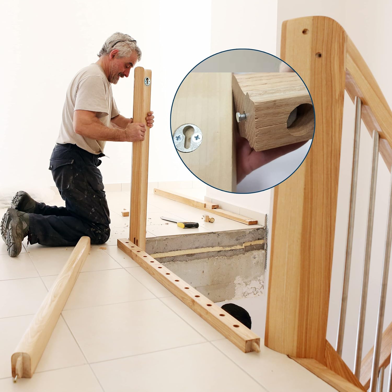 Zipbolt 13.810 Slipfix Railbolt - Staircase Handrail or Banister to Newel Post Connector - 5 Pack