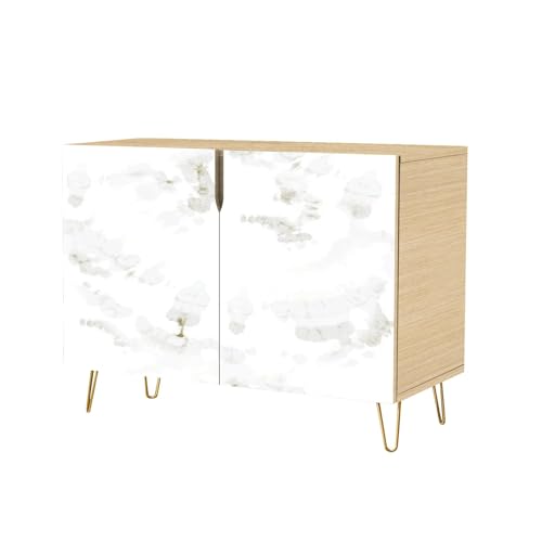Mid Century Sideboard Buffet Kitchen Storage Cabinet with 2 Doors texture golden veins natural pattern for Abstract black white gold Cupboard Console