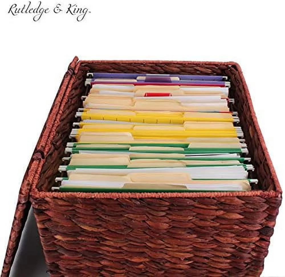 CGFHYP Seagrass Rolling File Cabinet - Home Filing Cabinet - Hanging File Organizer - Home and Office Wicker File Cabinet