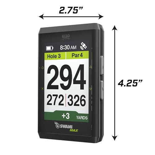 IZZO Golf Swami Max Handheld GPS Unit - Rangefinder Golf GPS with Oversized Large Color Screen for Measuring Golf Distances, Black