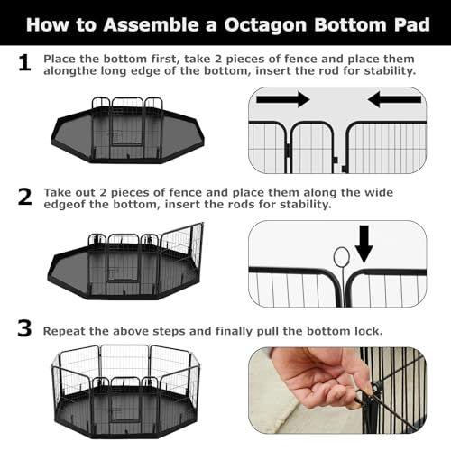 PJYuCien Dog Playpen Plus Storage Bag, 32" H 8 Panels Puppy Pen with Square Bottom, Heavy Duty Dog Fence for Puppies/Small Dogs