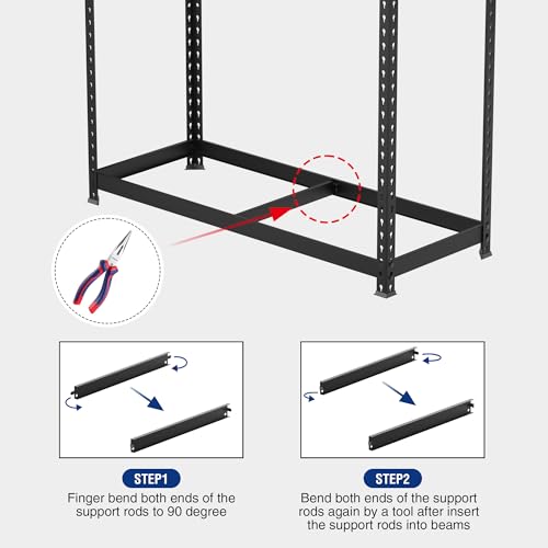 WORKPRO 5-Tier Metal Shelving Unit, 48”W x 24”D x 72”H, Heavy Duty Adjustable Storage Rack, 4000 lbs Load Capacity (Total), for Garage, Basement