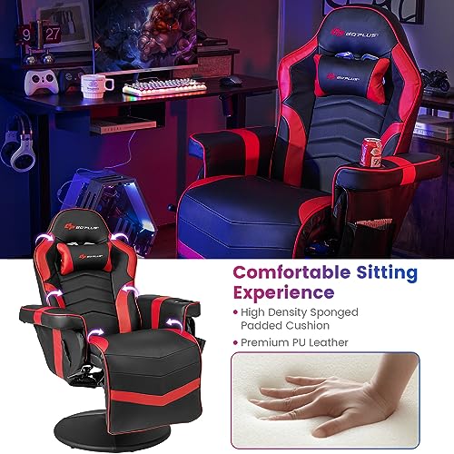 Goplus Massage Gaming Chair, Racing Style Gaming Recliner w/Adjustable Backrest and Footrest