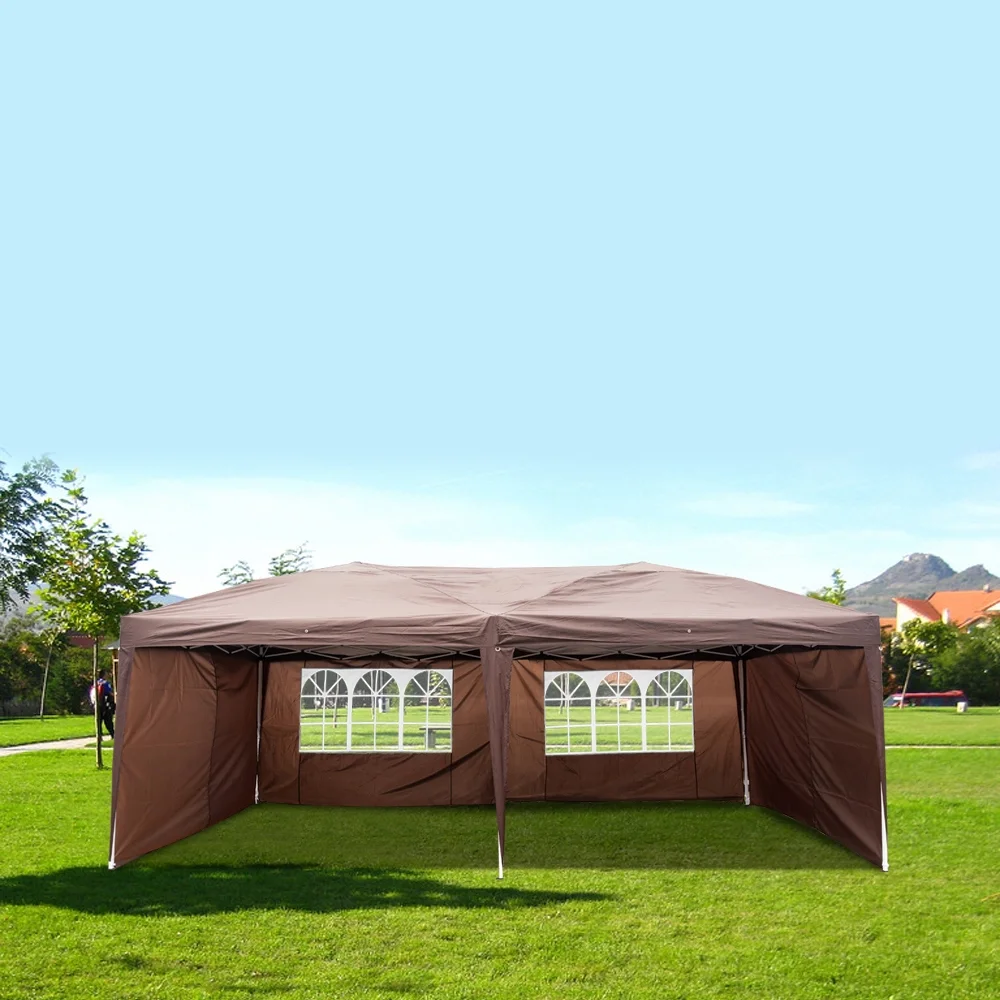 CoSoTower Waterproof Folding Tent, Practical Pop Up Tent with Two Windows, Dark Coffee
